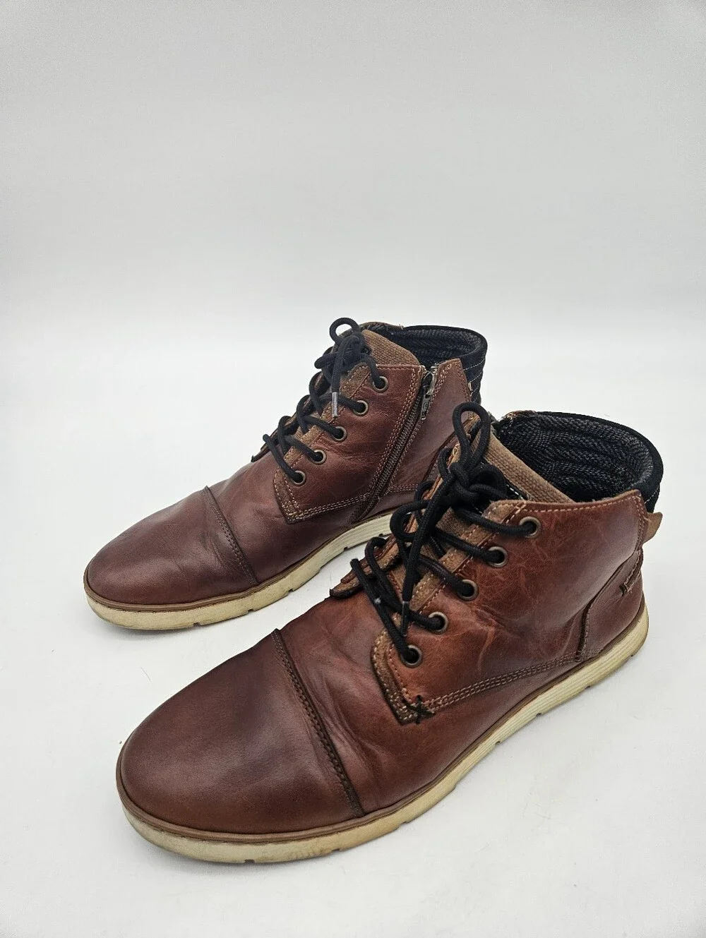 Bullboxer Adyn Chukka Brown Side Zipper Cap Toe Boot Mens Sz 10 made in Portugal